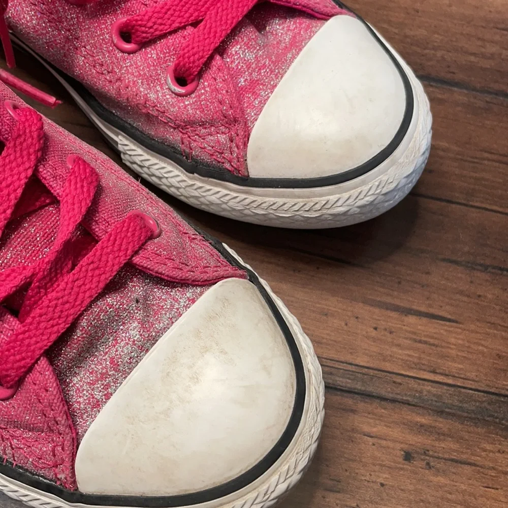 Converse canvas high tops pink,silver‎ glitter size 3